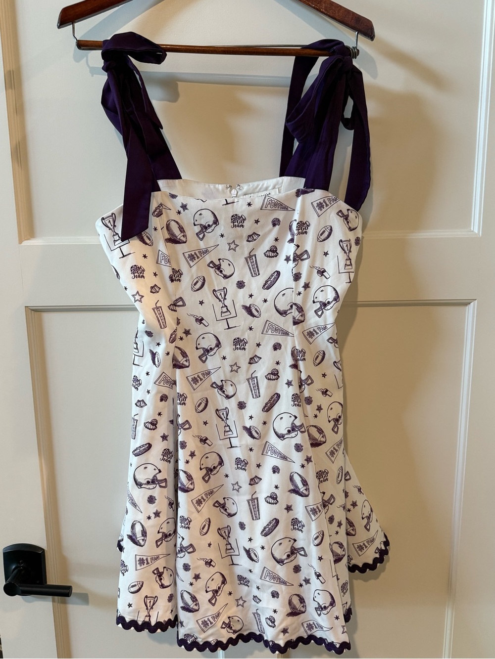 Francesca's Football Print with Purple Tie Straps